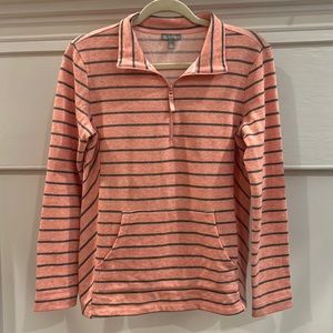 TALBOTS 3/4 Zip Long Sleeve Striped Top.  Size XS